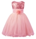Little Girls' Sequin Mesh Flower Ball Gown Party Dress Tulle Prom Pink