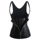 Women's Faux Leather Zip Over-bust Corset Black