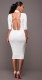 Women Long Sleeve Hollow Out Bodycon Dress White