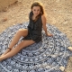 Women Boho Mandala Tapestry Beach Blanket Towel Round Black