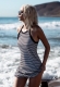 Women's Sexy Striped Beach Cover Up Mini Dress