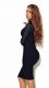 Women Long Sleeve Transparent Sleeve Bodycon Dress Black