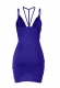 2017 Women's Sexy Strappy V-Neck Halter Backless Bodycon Party Dress Blue