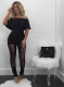 Fashion Women Summer Strapless Ruffles Off-Shoulder With Holes Jumpsuits Without Belt Black