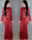 Charming Women O-Neck With Sequins Patchwork Long Sleeves Bodycon Long Evening Dress
