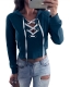 Casual V-neck Lace Up Hoodie