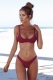 Two Piece Swimsuit Wine Red Sexy Solid Color Bikini Set