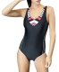 Women's Halterneck Tankini Strap Splice One-Piece Athletic Swimwear 