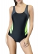 Women's Halterneck Tankini Strap Splice One-Piece Athletic Swimwear 
