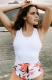 White Top Part and Under Part with Floral Print One-Piece Swimsuit