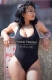 Black One-piece Letter Print Sexy Swimwear Thick Thighs 