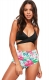 Cross Front Detailing And High Waist Floral Printed Two-pieces Swimwear