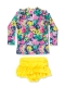 Toddlers Girls 3PCS Chic Swimsuit Long Sleeves Rash Guard Swimwear