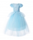 Girls Cinderella Costume Puff Sleeve Fancy Party Dress-up Blue