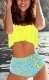 Women Retro Flounce High Waisted Bikini Halter Neck Two Piece Swimsuit 