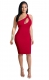 Inclined Shoulder Design And Hollow Out In Front Bodycon Dress Red