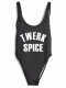 Fashion One Piece High Leg And Spoon Neck Swimwear With Letter Printed TWERK SPICE