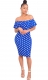 Fashion Women Ruffled-Collar Polka Dot Strapless Off-Shoulder Bodycon Dress 