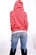 Women Loose Design Hoody With Red And White Stripe