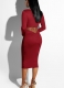 Women Sexy Bandage Dresses Hollow out Bodycon Dress Wine Red