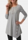 Women Long Sleeve Tops with Button Shirt Gray