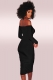 Black Off-Shoulder Long Sleeves Bodycon Dress