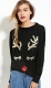 Black Sequined Christmas Pullover Reindeer sweater