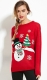 Women Red Christmas Pullover Snowman Sweater