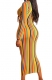 Women Sexy Colorful Strip Print Bandage Dress 