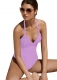 Adjustable Halterneck One Piece Swimsuit Purple