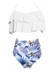 Mommy and Me Scollop Edge Blue Coconut Beach Family Matching Gilrs Swimwear