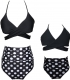 Black Crisscross Dot   Print Girl Swimwear  Family Matching Bikini Set