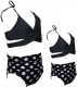 Black Crisscross Dot   Print Girl Swimwear  Family Matching Bikini Set