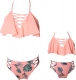 Braided Rope Pink Girl Bikini Set Family Matching Bathing Suit