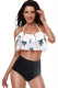 White Coconut Tree Print Swimwear Bikini Set Girls Swimsuit