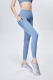 Solid Light Blue Women Mesh Splicing Sport Yoga Pants  with Pocket  High-waist Leggings