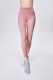Solid Pink Women Mesh Splicing Sport Yoga Pants  with Pocket  High-waist Leggings