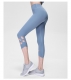 Light Blue High-Waist Cropped Yoga Pants Shredded Sportss Women Pants