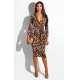 Leopard Printing With Zip In Front Bodycon Dress