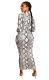 Print Dress with Zip Doule-sizes Long-sleeve Skinny Dress