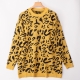 Women Leopard Print winter Pullover Knitted  sweaters Yellow
