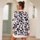 Women Long Sleeves Leopard Print Knitting Cardigan