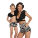 Black Top and Leopard Bottom Two Pieces  Matching Swimwear