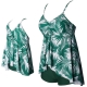Multi-color V-neck Halter Strap  Print Matching Swimwear Green