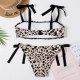 Leopard Print  Adjustable Straps Bralette 2pcs Bikini Swimwear