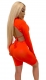 Orange/Black Sexy Women Long/ Short Sleeves Backless Lacing Crop Top Set