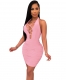 Women Sexy Lace-Up Hollow-Out Sleeveless Backless Bodycon Dress Mini Dress