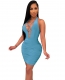 Women Sexy Lace-Up Hollow-Out Sleeveless Backless Bodycon Dress Mini Dress