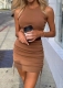 Women Sexy Fashion Ruffed Sleeveless Bodycon Mini Dress Nightclub