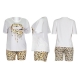 Fashion Women Causal Two-Piece Set Leopard Lip Printed Clubwear Top Shorts